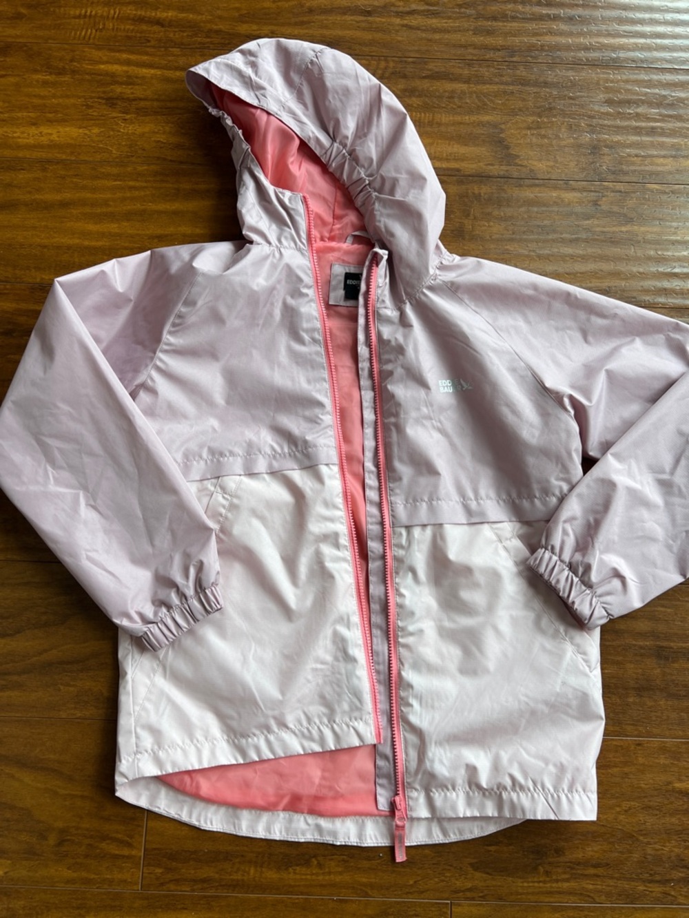 Girls Eddie Bauer Two-Tone Pink Hooded Raincoat
